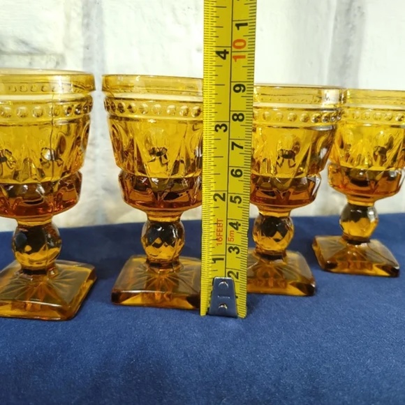 Indiana Glass Colony Park Footed Amber Cordial Glasses - Picture 8 of 8